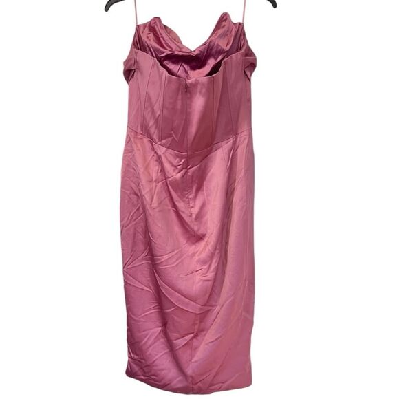 NWOT Bardot | Jamila Strapless Corset Dusty Pink Bodycon Cowl Neck Midi Dress XL - Picture 5 of 8